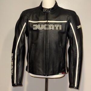 RARE Ducati X Dainese Vintage Black Leather Performance Racing Jacket for Men